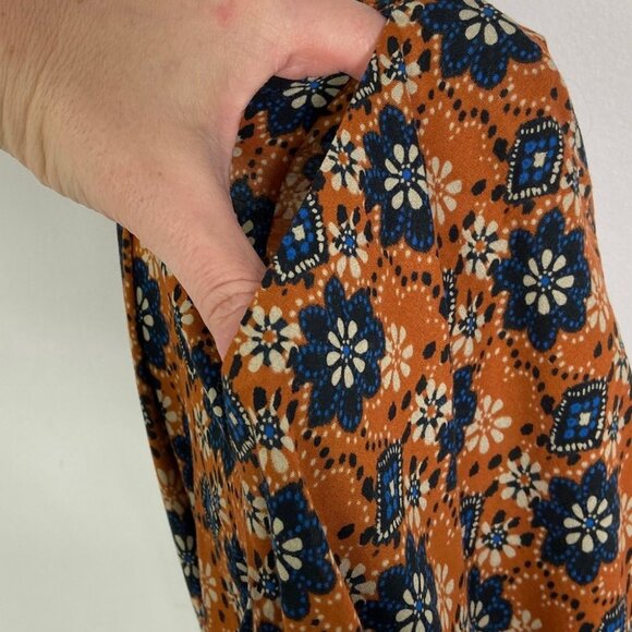NEW Smythe Printed Wide Leg Cropped Pants Batik Floral Size XS Rust Floral Boho - Picture 7 of 12